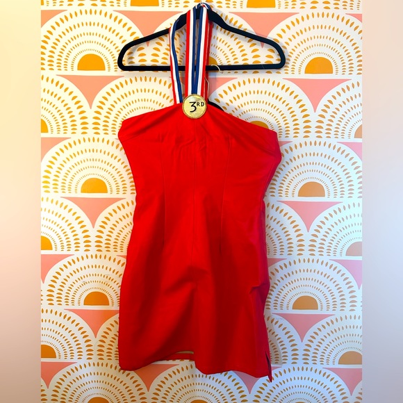 Fashion brand company 3rd place halter dress in red pleather - size medium - Picture 2 of 3